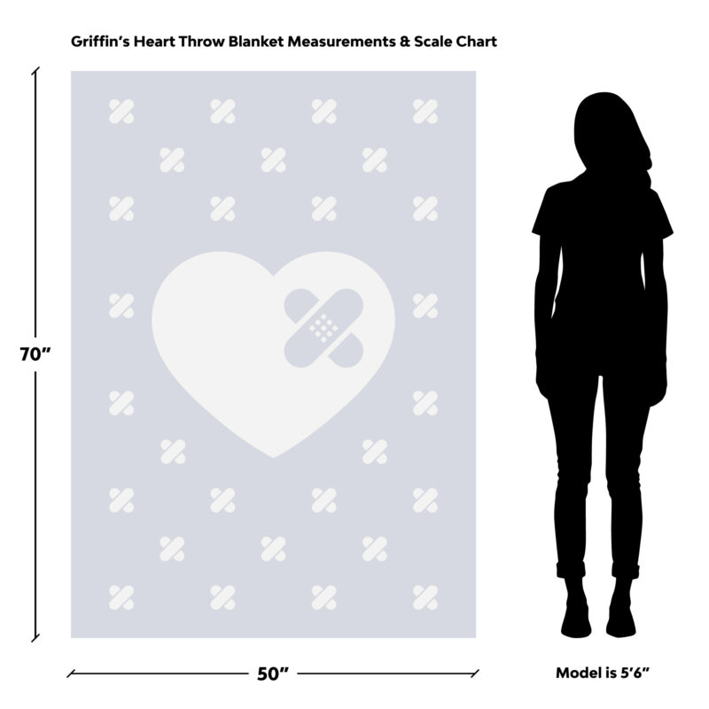 griffins heart pet sympathy throw blanket size scale chart